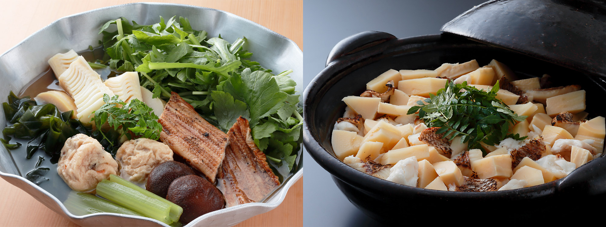 筍と焼き穴子の鍋・天然鯛と筍の炊き込みご飯セット